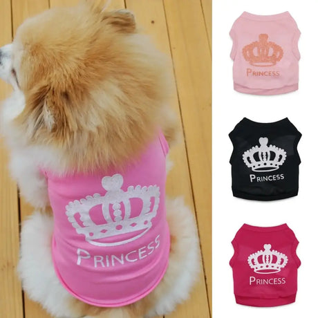 1pc Dog Clothing, Princess Big Crown Graphic Pet Vest, Spring And Summer Dog Clothes - Zoo Bestie Online Shop