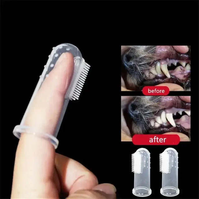 1PC Super Soft Pet Finger Dog Toothbrush Teddy Dog Brush Bad Breath Tartar Teeth Tool Cat Cleaning Dog Supplies Accessories - Zoo Bestie Online Shop