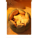 2024 Cat Bed Petal - shaped Winter Warm Dog Beds Kennel Kitten House Soft Plush Round Basket Fluffy Puppy Cushion Mat Pet Suppiles - Zoo Bestie Online Shop