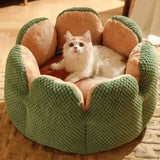 2024 Cat Bed Petal - shaped Winter Warm Dog Beds Kennel Kitten House Soft Plush Round Basket Fluffy Puppy Cushion Mat Pet Suppiles - Zoo Bestie Online Shop