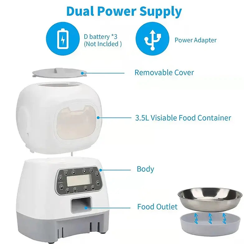 3.5L Smart Pet Feeder & Fountain | WiFi Auto Cat & Dog Dispenser - Dog automatic feeders