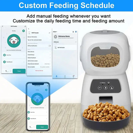 3.5L Smart Pet Feeder & Fountain | WiFi Auto Cat & Dog Dispenser - Dog automatic feeders