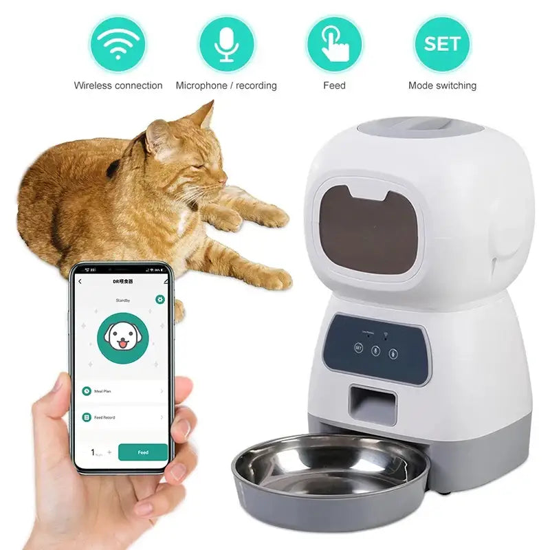 3.5L Smart Pet Feeder & Fountain | WiFi Auto Cat & Dog Dispenser - Dog automatic feeders