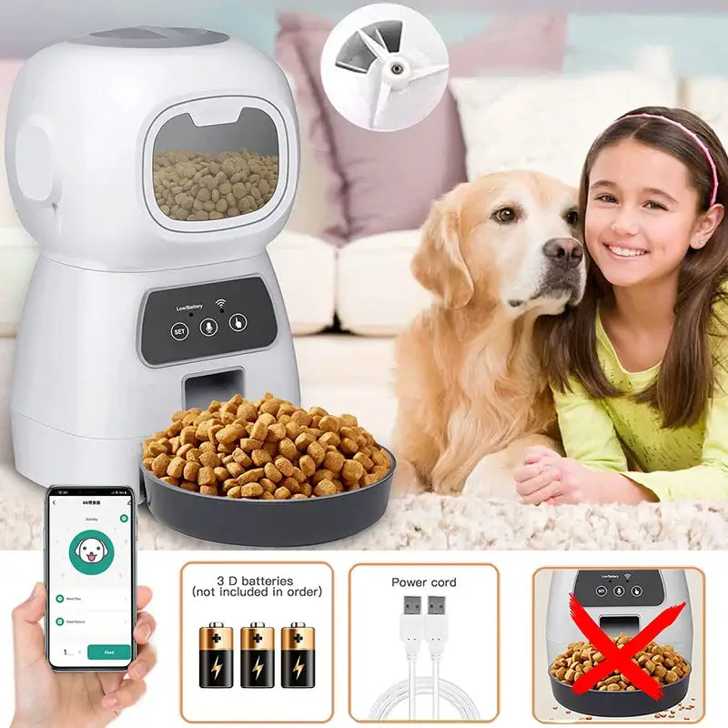 3.5L Smart Pet Feeder & Fountain | WiFi Auto Cat & Dog Dispenser - Dog automatic feeders