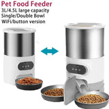 3L/4.5L Automatic Cats Dispenser Smart Cat Dog Food Feeder Single/Dual Stainless Steel Bowls Pets Timer Feeding For Dry Foods - Zoo Bestie Online Shop