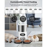 3L/4.5L Automatic Cats Dispenser Smart Cat Dog Food Feeder Single/Dual Stainless Steel Bowls Pets Timer Feeding For Dry Foods - Zoo Bestie Online Shop