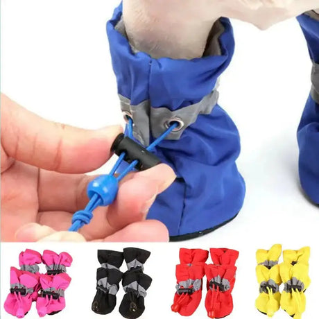 4pcs/set Waterproof Pet Dog Shoes Anti - slip Rain Boots Footwear for Small Cats Dogs Puppy Dog Pet Booties Pet Paw Accessories - Zoo Bestie Online Shop