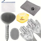 5-Piece Pet Shedding Control Grooming Kit: Bath & Hair Brushes, Towel & Washing Gloves - Zoo Bestie Online Shop