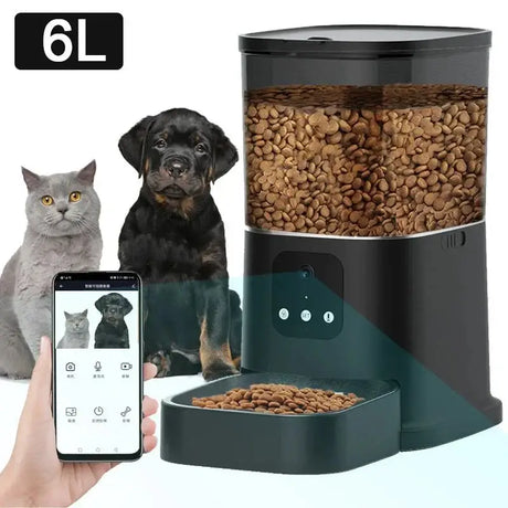 6L Smart Cat Feeder WiFi | Auto Pet Food Dispenser w/ Steel Bowl - Dog automatic feeders