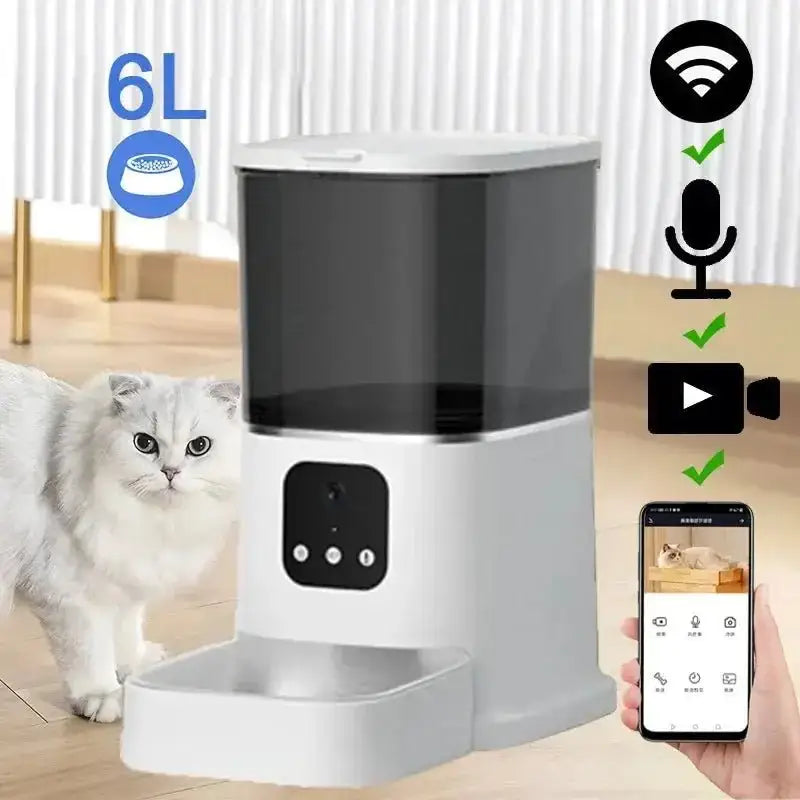 6L Smart Cat Feeder WiFi | Auto Pet Food Dispenser w/ Steel Bowl - Zoo Bestie Online Shop