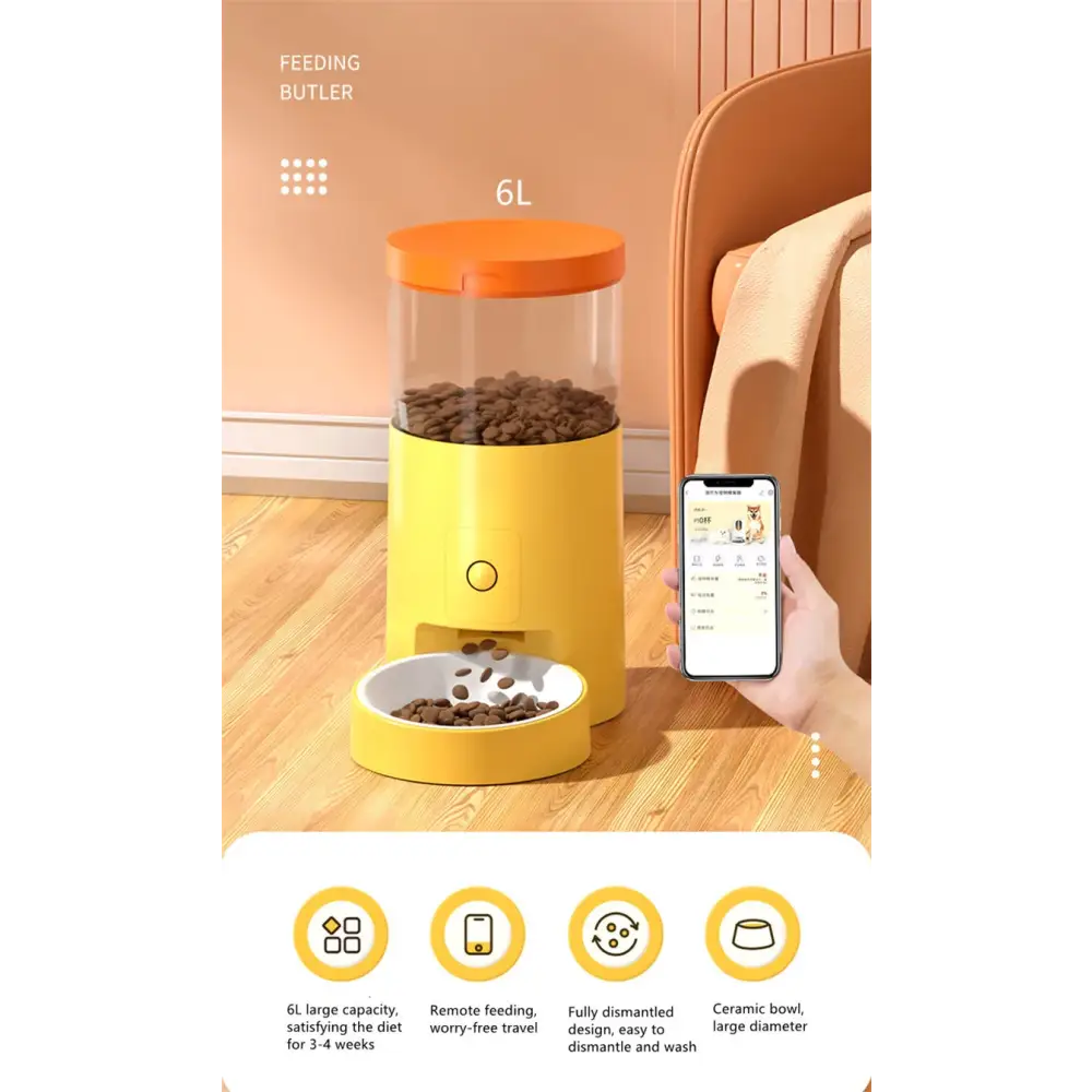 6L Smart Pet Feeder | Automatic Food Dispenser with App Control - Dog automatic feeders