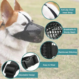 Adjustable Dog Muzzle - Mesh Mask for Barking Biting Chewing - Dog Muzzle