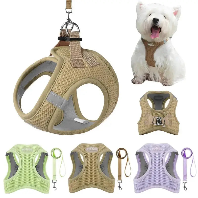 Breathable Pet Harness & Leash - Comfy Stylish for Small Dogs & Cats! 🐾 - Dog Harness