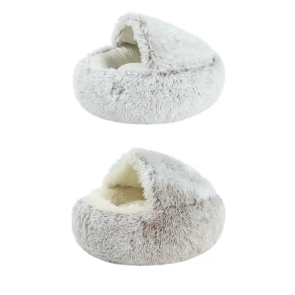 Cat Bed Pet Mattress Warm Soft Plush Pet Bed with Cover Round Cat Dog Sleeping Nest Cave for Small Dogs kitten - Dog