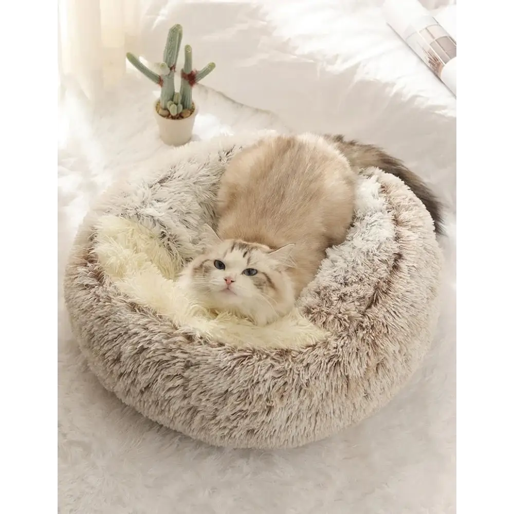 Cat Bed Pet Mattress Warm Soft Plush Pet Bed with Cover Round Cat Dog Sleeping Nest Cave for Small Dogs kitten - Dog