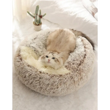 Cat Bed Pet Mattress Warm Soft Plush Pet Bed with Cover Round Cat Dog Sleeping Nest Cave for Small Dogs kitten - Dog