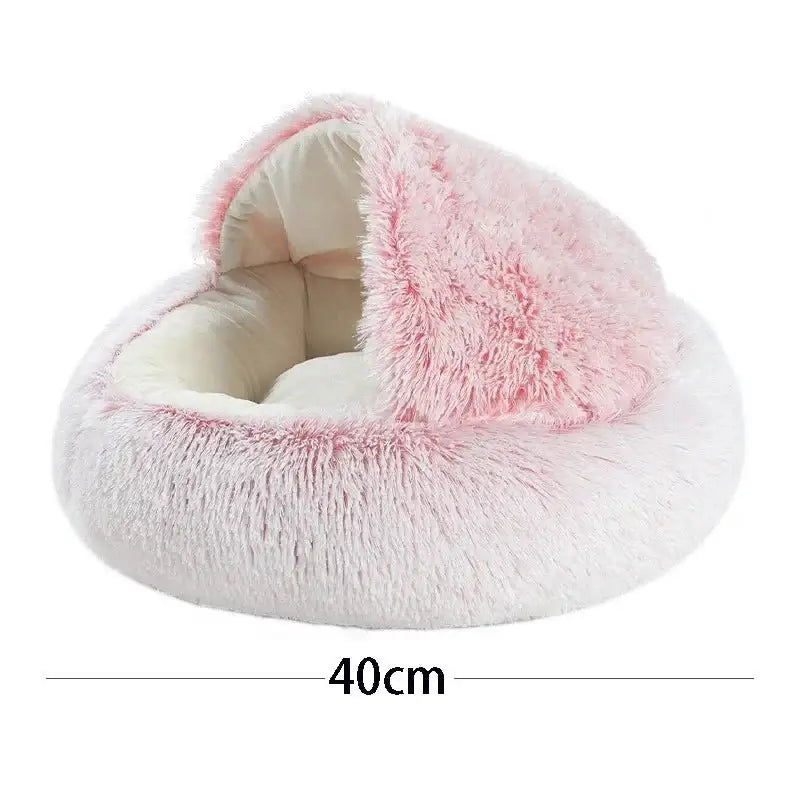 Cat Bed Pet Mattress Warm Soft Plush Pet Bed with Cover Round Cat Dog Sleeping Nest Cave for Small Dogs kitten - Dog