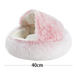 Cat Bed Pet Mattress Warm Soft Plush Pet Bed with Cover Round Cat Dog Sleeping Nest Cave for Small Dogs kitten - Dog