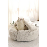 Cat Bed Pet Mattress Warm Soft Plush Pet Bed with Cover Round Cat Dog Sleeping Nest Cave for Small Dogs kitten - Dog