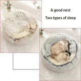 Cat Bed Pet Mattress Warm Soft Plush Pet Bed with Cover Round Cat Dog Sleeping Nest Cave for Small Dogs kitten - Dog