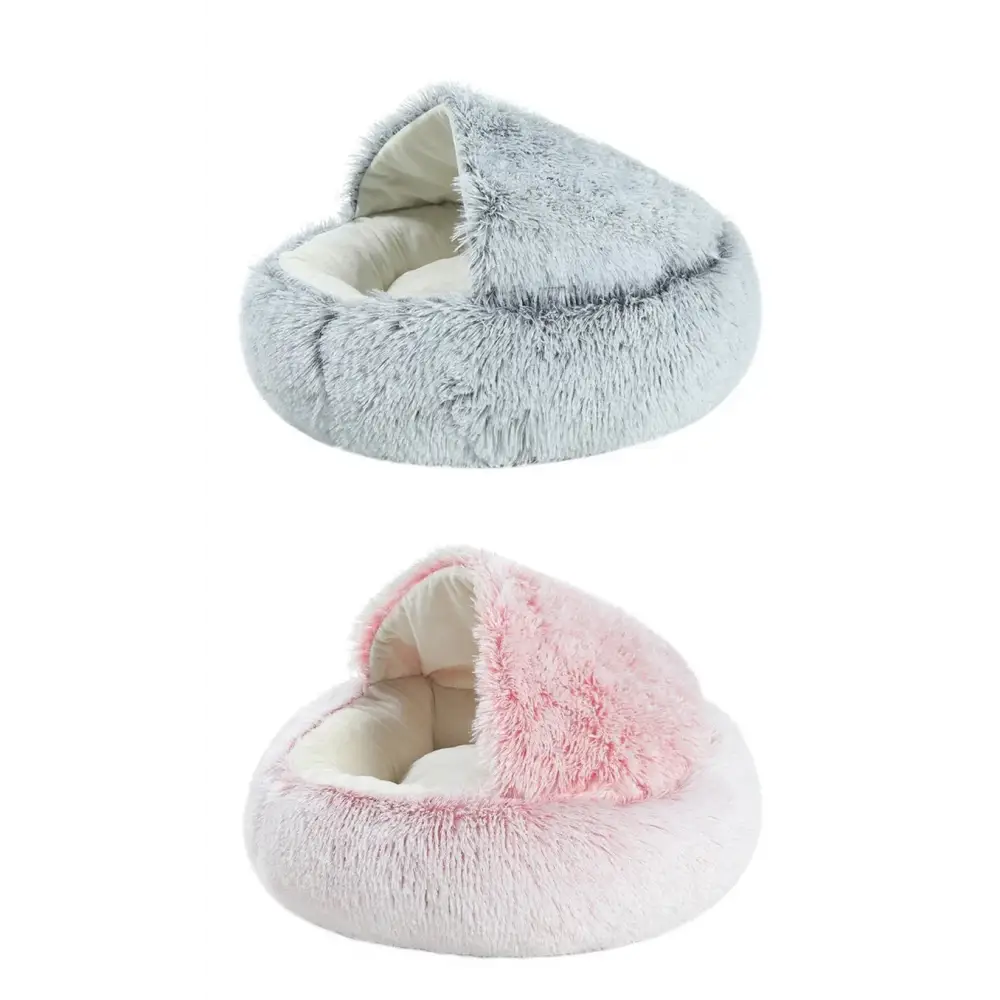 Cat Bed Pet Mattress Warm Soft Plush Pet Bed with Cover Round Cat Dog Sleeping Nest Cave for Small Dogs kitten - Dog