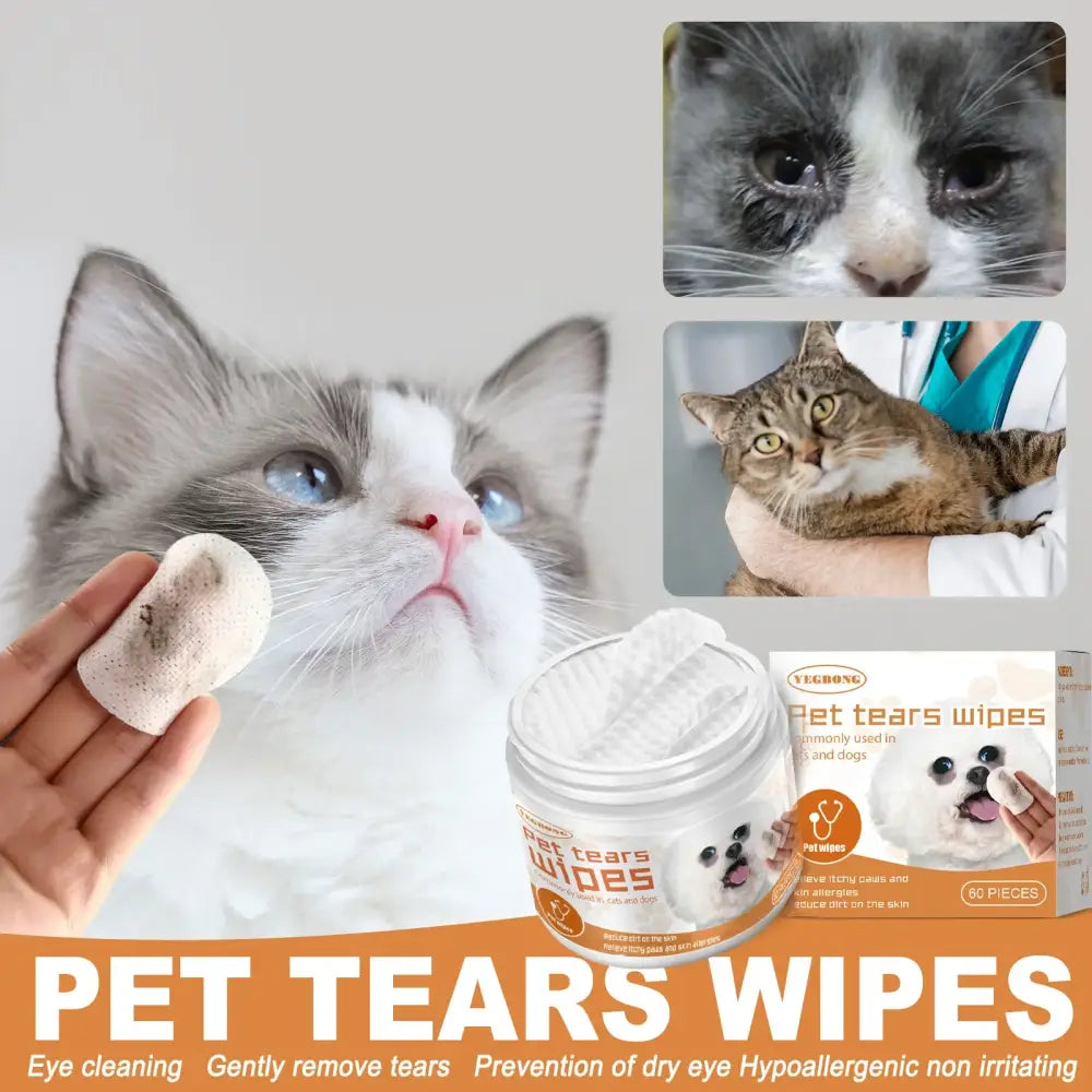 Cat Eye Wet Wipes Tear Stain Gentle Cleaning Eye Dirt Odor Removal Itching Irritation Relief Eye Grooming Pet Portable