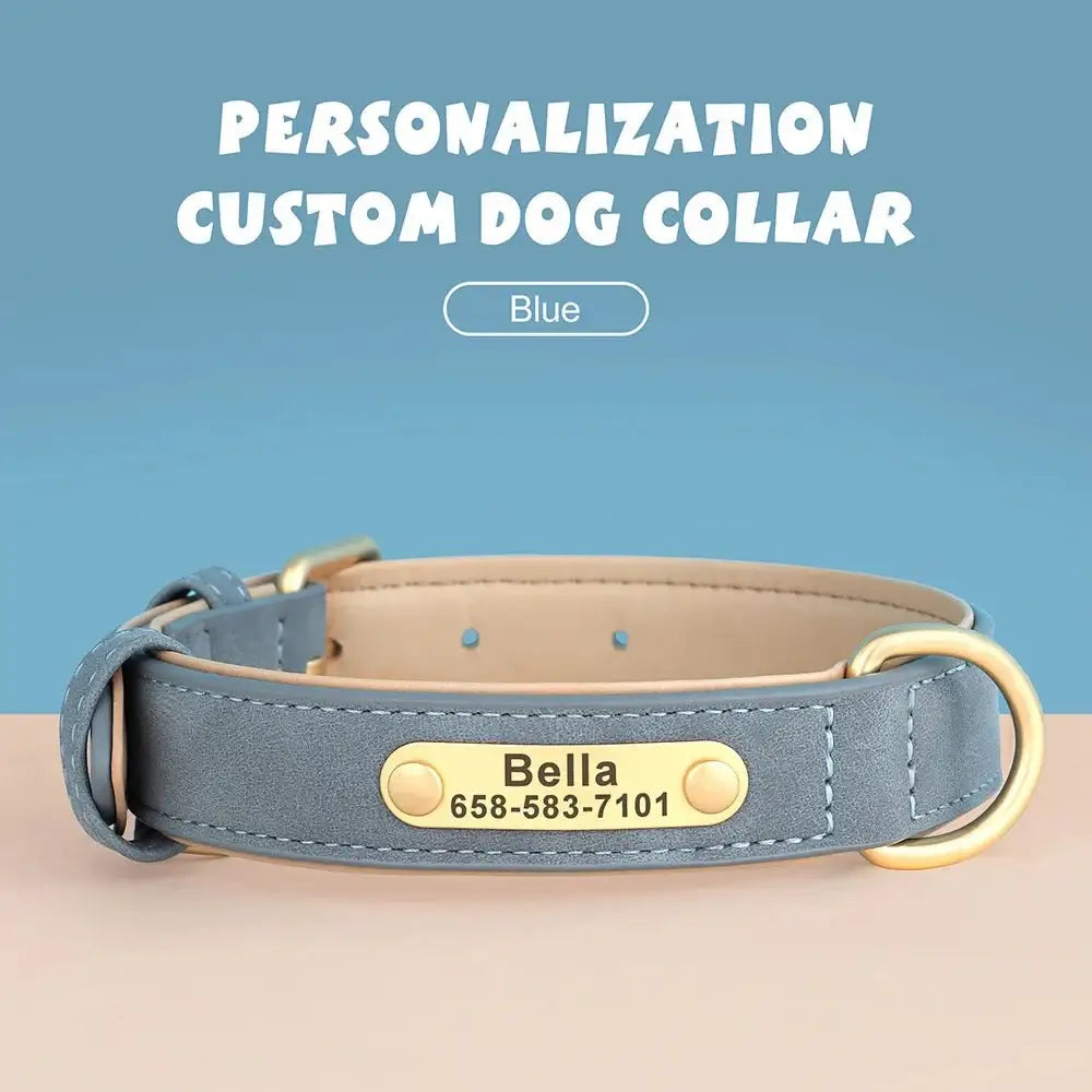 Custom Engraved PU Dog Collar - Stylish Durable Personalized ID! 🐾 - Dog Collar