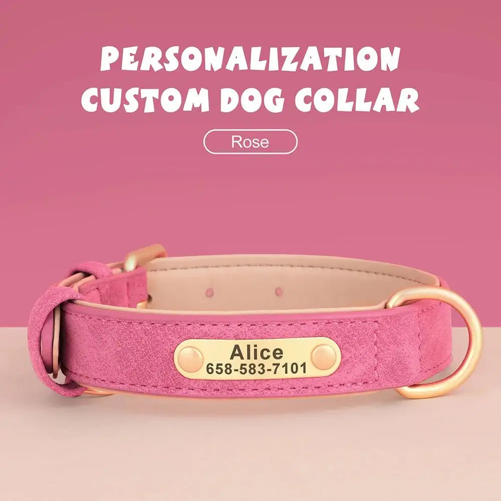 Custom Engraved PU Dog Collar - Stylish Durable Personalized ID! 🐾 - Dog Collar