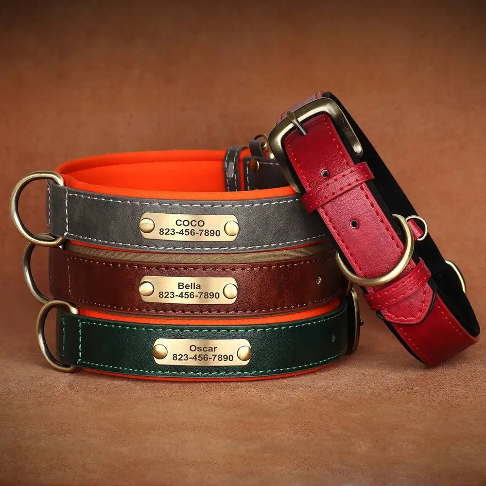 Custom Engraved PU Dog Collar - Stylish Durable Personalized ID! 🐾 - Dog Collar