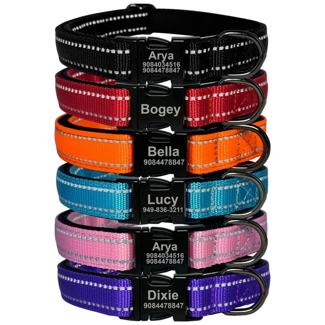 Custom Reflective Dog Collar - Personalized ID Safe & Padded! 🐾 - Dog Collar