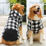 Designer Warm Plaid Winter Big Dog Coats Detachable Hat Outfit Soft Hoodies Hat for Dog Cat Two Color Cloth For Small