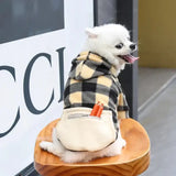 Designer Warm Plaid Winter Big Dog Coats Detachable Hat Outfit Soft Hoodies Hat for Dog Cat Two Color Cloth For Small