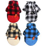 Designer Warm Plaid Winter Big Dog Coats Detachable Hat Outfit Soft Hoodies Hat for Dog Cat Two Color Cloth For Small