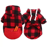 Designer Warm Plaid Winter Big Dog Coats Detachable Hat Outfit Soft Hoodies Hat for Dog Cat Two Color Cloth For Small