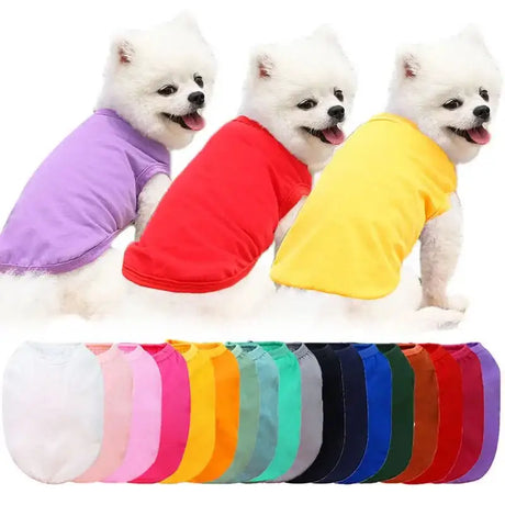 Dog Shirt Pure Cotton Solid Color Blank Bottoming Puppy Shirt Soft Leisure Cat Vest puppy Chihuahua Summer Vests Big