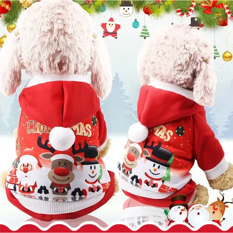 Dog Winter Warm Pet Clothes Christmas Clothes for Small Medium Dogs Elk Santa Claus Dog Coat Hoodies Christmas Dogs