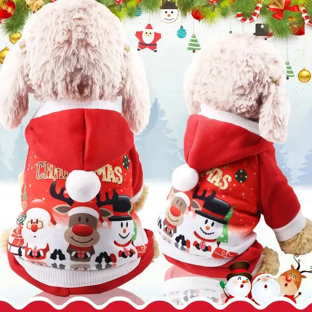 Dog Winter Warm Pet Clothes Christmas Clothes for Small Medium Dogs Elk Santa Claus Dog Coat Hoodies Christmas Dogs