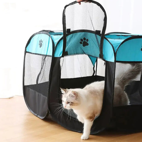 Foldable Octagonal Pet Tent - Breathable Dog Cage & Travel Room - Pet Fence