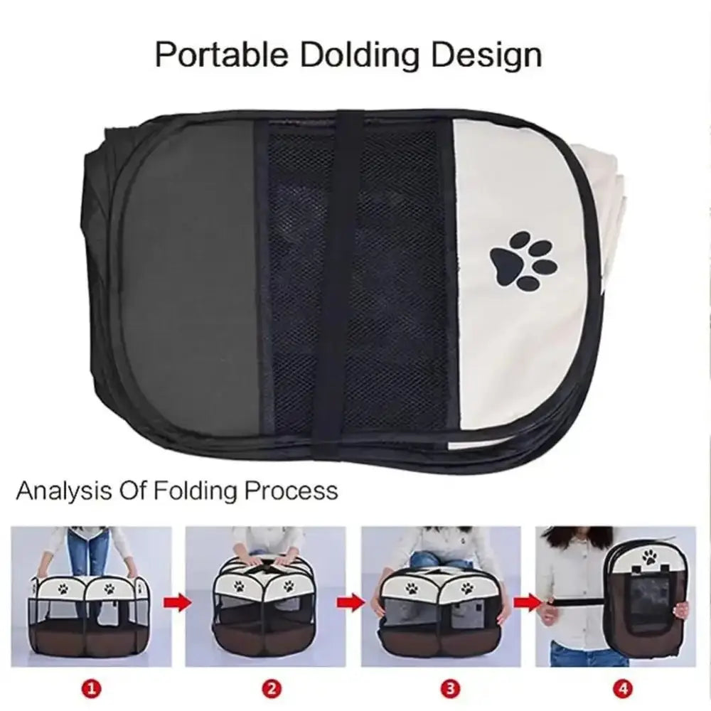 Foldable Octagonal Pet Tent - Breathable Dog Cage & Travel Room - Pet Fence