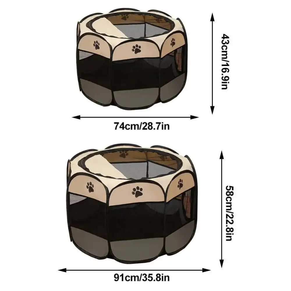 Foldable Octagonal Pet Tent - Breathable Dog Cage & Travel Room - Pet Fence
