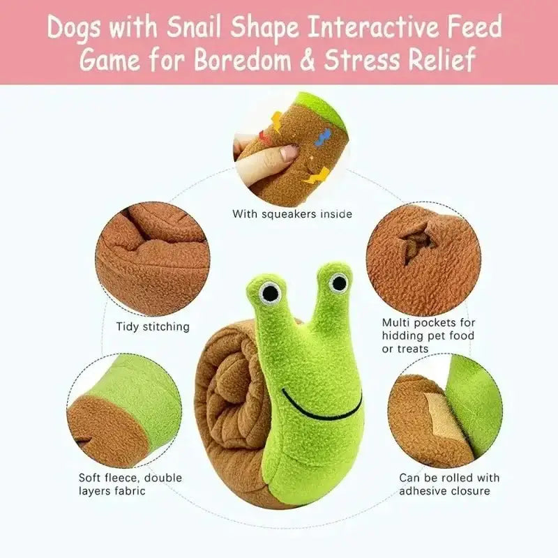 Interactive Snail Plush Dog Toy – Squeak Sniff Puzzle Feeder - as picture - Squeak Toys