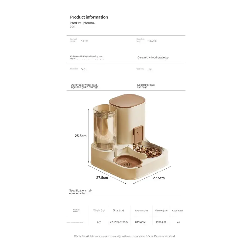 Large Capacity Cat Water Dispenser & Feeder - Automatic & Durable - Dark Brown - Dog automatic feeders