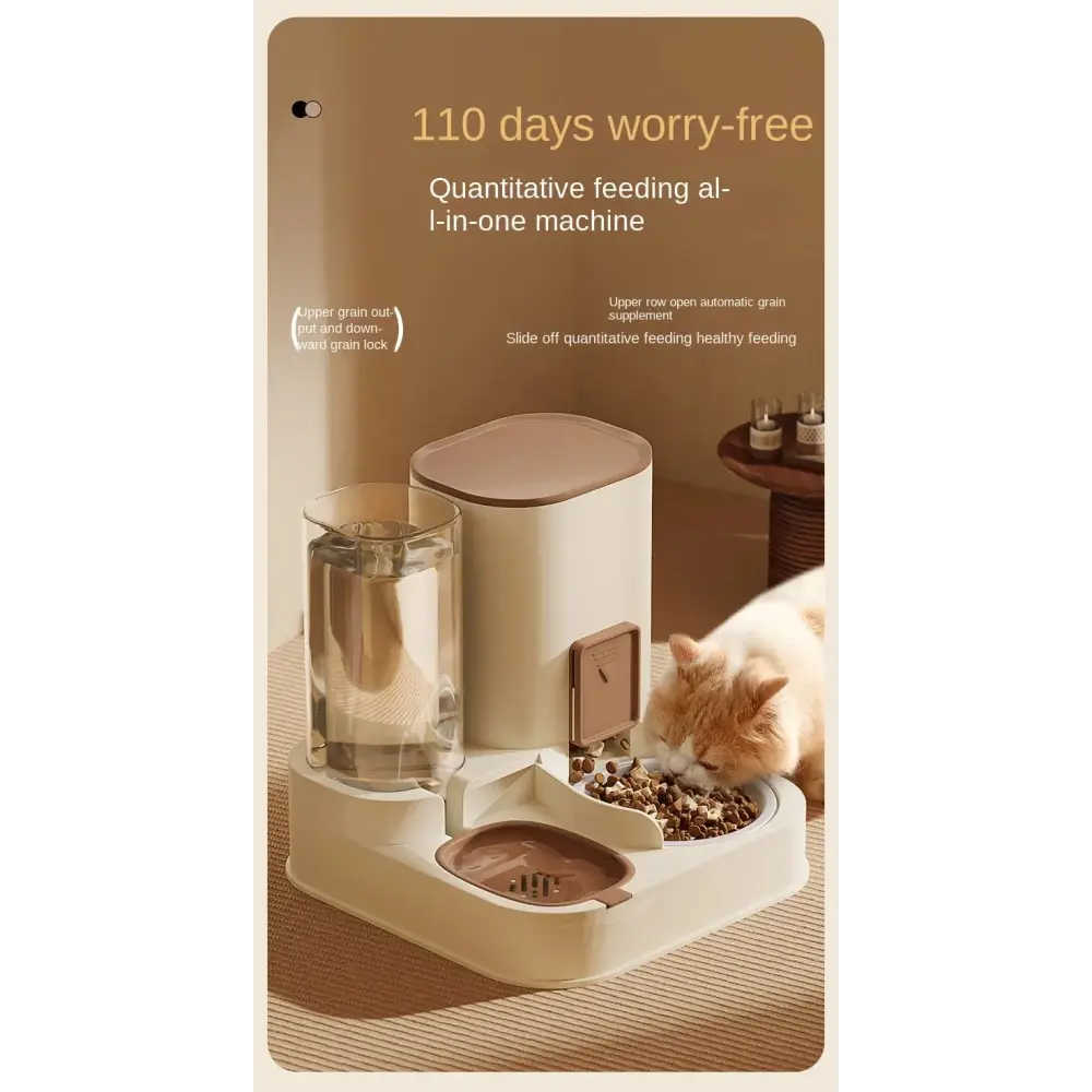 Large Capacity Cat Water Dispenser & Feeder - Automatic & Durable - Dark Brown - Dog automatic feeders