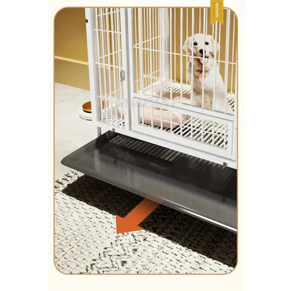 Metal Dog Crate Furniture with Door Pet Dog Cages House with Leak-Proof Pan Removable Tray Floor Protecting Kennel