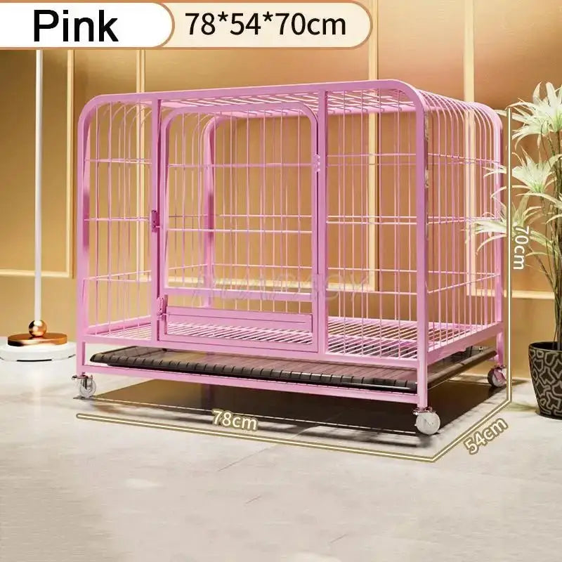 Metal Dog Crate Furniture with Door Pet Dog Cages House with Leak-Proof Pan Removable Tray Floor Protecting Kennel