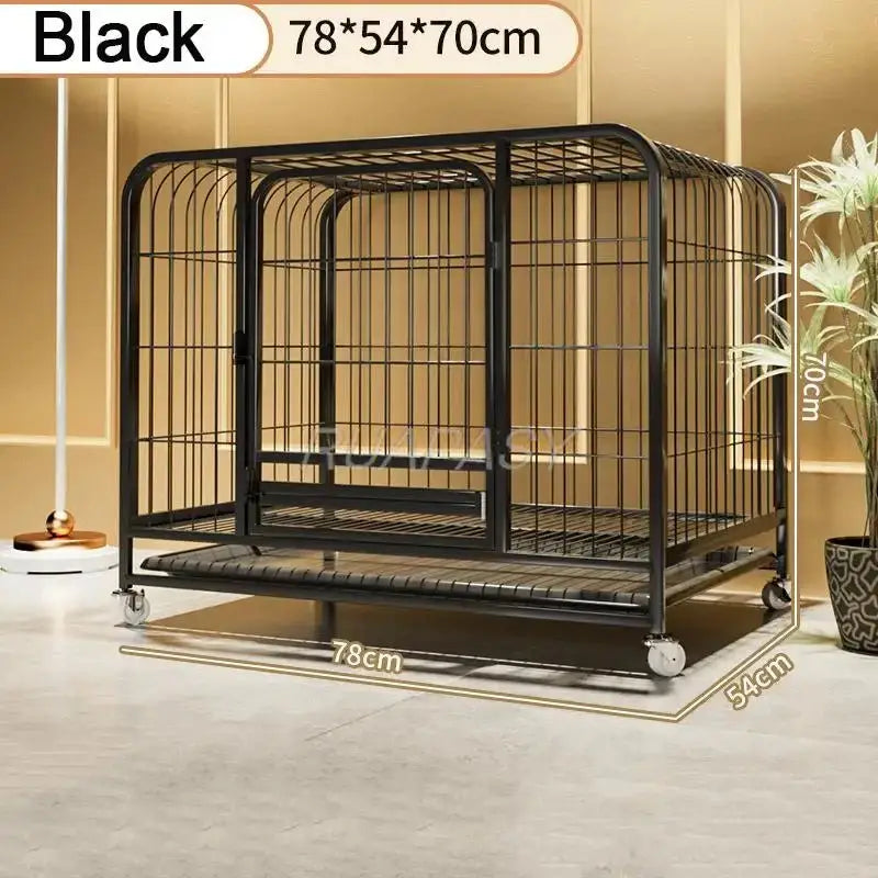 Metal Dog Crate Furniture with Door Pet Dog Cages House with Leak-Proof Pan Removable Tray Floor Protecting Kennel