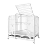 Metal Dog Crate Furniture with Door Pet Dog Cages House with Leak-Proof Pan Removable Tray Floor Protecting Kennel