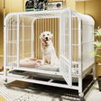 Metal Dog Crate Furniture with Door Pet Dog Cages House with Leak-Proof Pan Removable Tray Floor Protecting Kennel