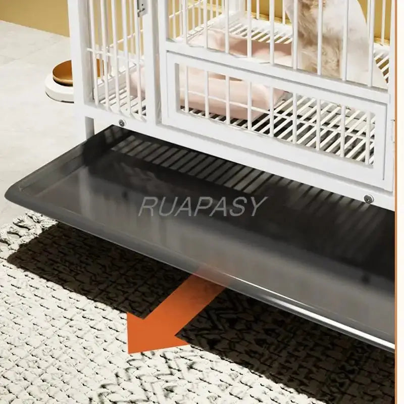 Metal Dog Crate Furniture with Door Pet Dog Cages House with Leak-Proof Pan Removable Tray Floor Protecting Kennel