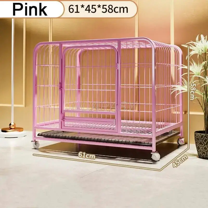 Metal Dog Crate Furniture with Door Pet Dog Cages House with Leak-Proof Pan Removable Tray Floor Protecting Kennel